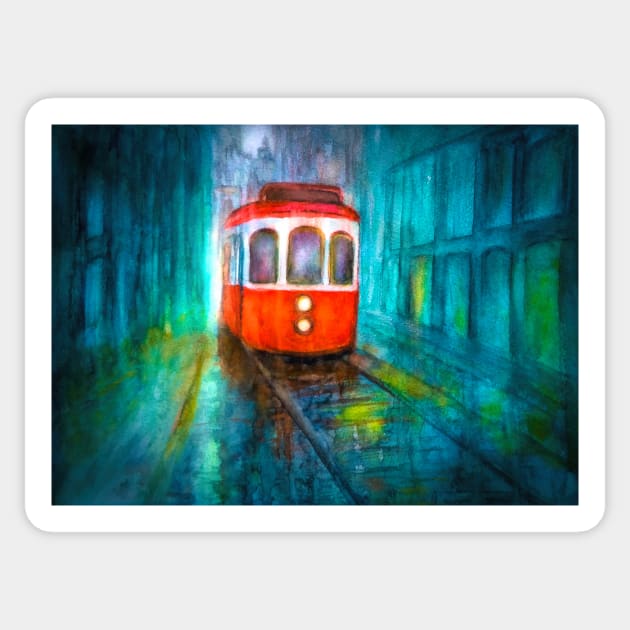 Rainy Trolley Sticker by redwitchart